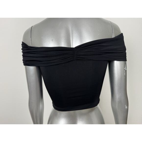 Meshki Seashell Crop Top Women’s XS Black Gold Statement Off Shoulder - Picture 4 of 9